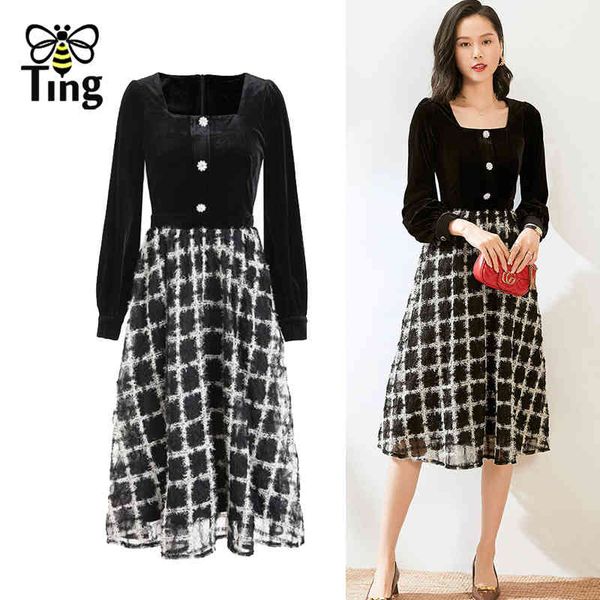 spring autumn button decor black plaid velvet a line dress vintage square collar street casual women vestidos za 210513, Black;gray
spring autumn button decor black plaid velvet a line dress vintage square collar street casual women vestidos za 210513, Black;gray
