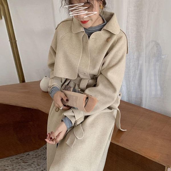 women's wool & blends 2021 women winter solid coat fashion loose outerwear female long thick warm woolen overcoat sleeve coats w797, Black
women's wool & blends 2021 women winter solid coat fashion loose outerwear female long thick warm woolen overcoat sleeve coats w797, Black