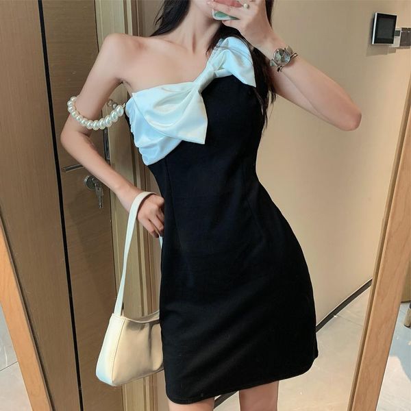 casual dresses black pullovers sleeveless solid midi beading asymmetrical shoulder strap bow high waist dress women mini summer 603e, Black;gray
casual dresses black pullovers sleeveless solid midi beading asymmetrical shoulder strap bow high waist dress women mini summer 603e, Black;gray