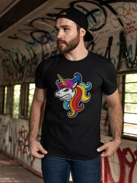 angry unicorn head design tee men's -image by shutterstock, White;black
angry unicorn head design tee men's -image by shutterstock, White;black