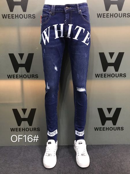 men's and women's casual hip-hop jeans currently designer luxury pants of16-15, Blue