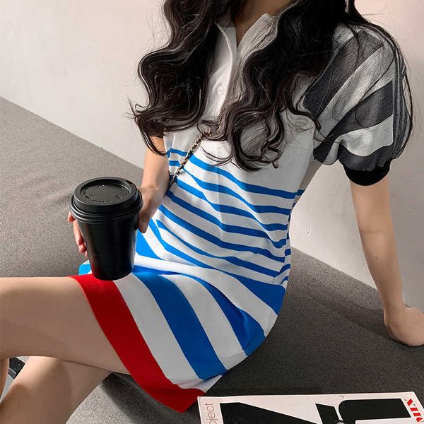 stitching striped knitted drs with foreign style summer 2021 bubble sleeve lapel waist slim skirt, Black
stitching striped knitted drs with foreign style summer 2021 bubble sleeve lapel waist slim skirt, Black