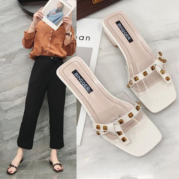 slippers korean bowtie studs woman transparent flip-flops clear thicken med high heels slides ladies rivets beach sandals femme, Black
slippers korean bowtie studs woman transparent flip-flops clear thicken med high heels slides ladies rivets beach sandals femme, Black
