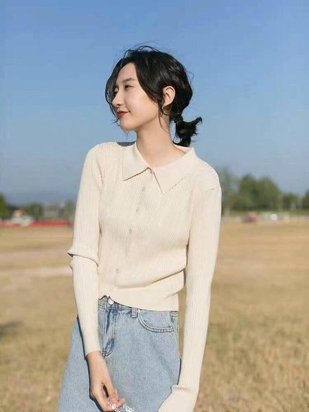 women's knits & tees bottoming sweater slim fit 2021 korean style short, White
women's knits & tees bottoming sweater slim fit 2021 korean style short, White