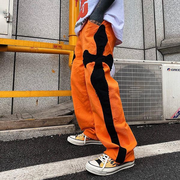 men's pants high street embroidered cross jeans mens straight hip hop harem male joggers sweatpantsfashion loose wide leg denim, Black
men's pants high street embroidered cross jeans mens straight hip hop harem male joggers sweatpantsfashion loose wide leg denim, Black
