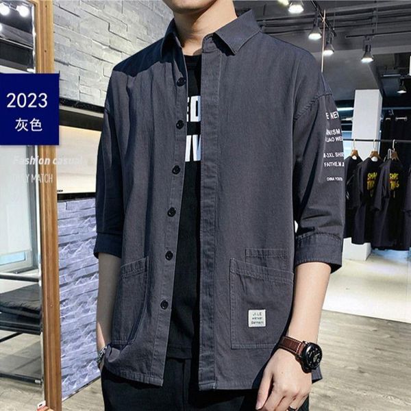 men's casual shirts 100% cotton mens three-quarter sleeve shirt korean style trendy boys loose large size short, White;black
men's casual shirts 100% cotton mens three-quarter sleeve shirt korean style trendy boys loose large size short, White;black
