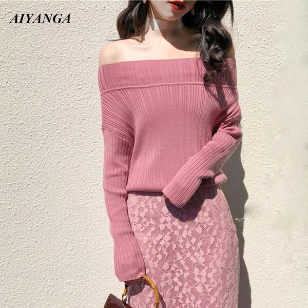 women's sweaters 2021 off shoulder knitted women autumn sweater long sleeve slim elegant knit solid color pink blue, White;black
women's sweaters 2021 off shoulder knitted women autumn sweater long sleeve slim elegant knit solid color pink blue, White;black