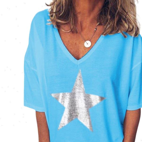 womens t shirt plus size 5xl silver star print casual women shirts cute vetement femme harajuku loose deep v neck, White
womens t shirt plus size 5xl silver star print casual women shirts cute vetement femme harajuku loose deep v neck, White