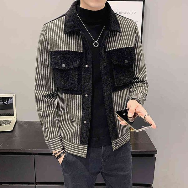 men's trench coats mens wool coat striped casual jacket autumn winter warm steetwear windbreaker big pocket outwear ropa de hombre, Tan;black
men's trench coats mens wool coat striped casual jacket autumn winter warm steetwear windbreaker big pocket outwear ropa de hombre, Tan;black
