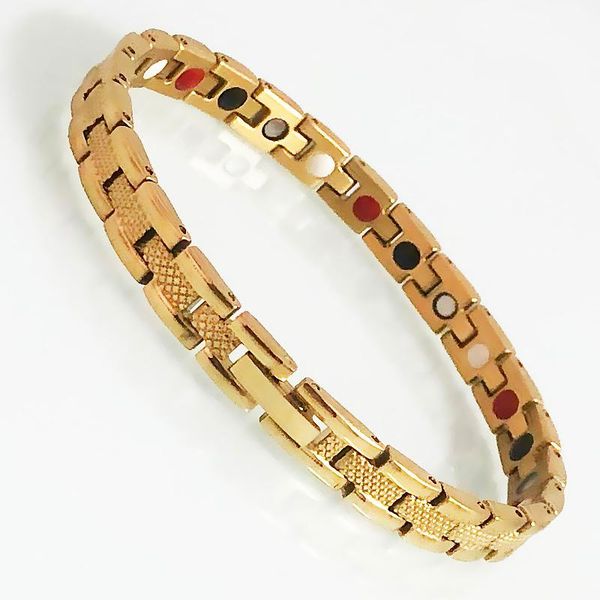 link, chain gold color bracelet for men engergy magnertic wristband female stainless steel bracelets & bangles women's germanium hand, Black
link, chain gold color bracelet for men engergy magnertic wristband female stainless steel bracelets & bangles women's germanium hand, Black