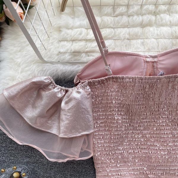 women's blouses & shirts 2021 summer fashion temperament blouse sling ruffled sleeves blusa slim short wild high-end satin shirt gl700, White
women's blouses & shirts 2021 summer fashion temperament blouse sling ruffled sleeves blusa slim short wild high-end satin shirt gl700, White