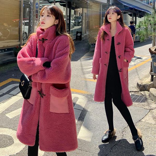 women's wool & blends coat female 2021 autumn and winter teddy lamb fur long thick warm cashmere jacket loose abrigo mujer f2426, Black
women's wool & blends coat female 2021 autumn and winter teddy lamb fur long thick warm cashmere jacket loose abrigo mujer f2426, Black
