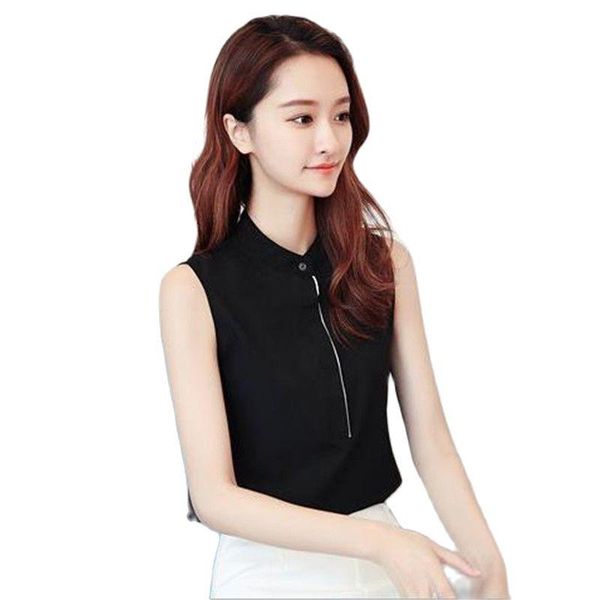 women's blouses & shirts woman summer plus size mandarin collar female oversize sleeveless blouse chiffon hedging chemise thin chaleco, White
women's blouses & shirts woman summer plus size mandarin collar female oversize sleeveless blouse chiffon hedging chemise thin chaleco, White