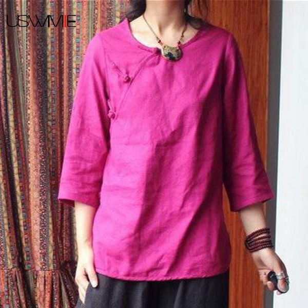 women's blouses & shirts uswmie 2021 spring literature simple cotton three quarter sleeve o-neck women solid color oblique button comf, White
women's blouses & shirts uswmie 2021 spring literature simple cotton three quarter sleeve o-neck women solid color oblique button comf, White