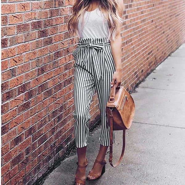 women's pants & capris womens women high waist harem bowtie elastic stripe casual 2021, Black;white
women's pants & capris womens women high waist harem bowtie elastic stripe casual 2021, Black;white