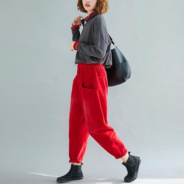 women's pants & capris thicken warm fleece corduroy women solid high waist pocket harem loose straight ankle length lady elegant, Black;white
women's pants & capris thicken warm fleece corduroy women solid high waist pocket harem loose straight ankle length lady elegant, Black;white