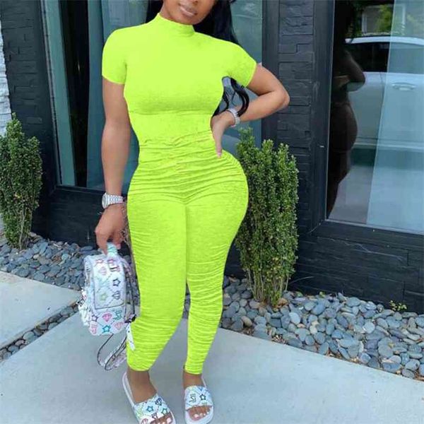 omsj summer solid color fashion casual jumpsuit short sleeve folds round collar rompers long pants streetwear women clothes 210517, Black;white
omsj summer solid color fashion casual jumpsuit short sleeve folds round collar rompers long pants streetwear women clothes 210517, Black;white