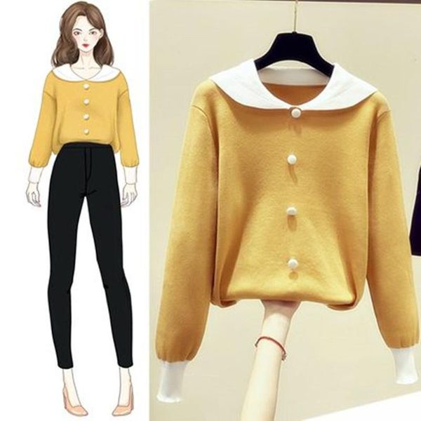 women's sweaters autumn and winter sweater long sleeve navy neck loose knit soft warm, versatile wear, White;black
women's sweaters autumn and winter sweater long sleeve navy neck loose knit soft warm, versatile wear, White;black
