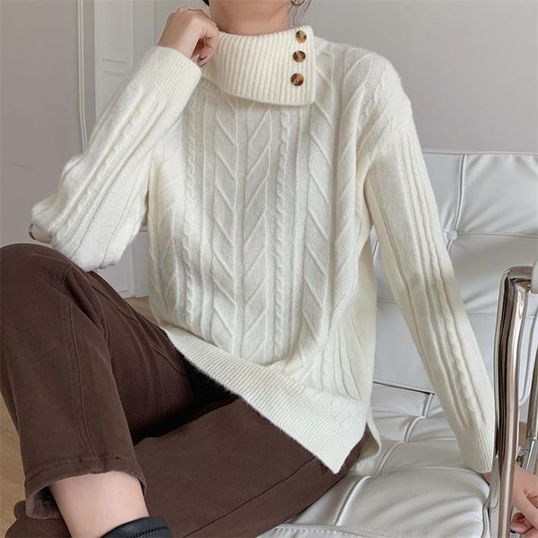 women's sweaters simple and irregular lapel twist thick line sweater women retro outer wear pullover loose lazy knit, White;black
women's sweaters simple and irregular lapel twist thick line sweater women retro outer wear pullover loose lazy knit, White;black