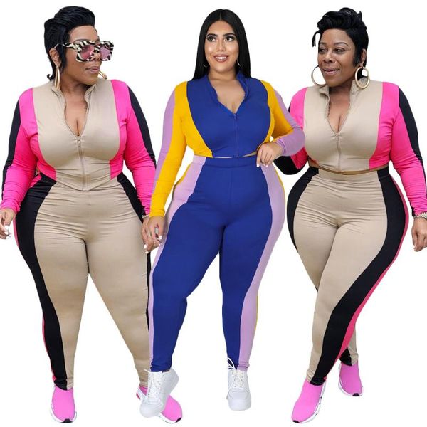 women's two piece pants plus size casual stitching long-sleeved zipper jacket trousers suit women spots jogger set fashion tracksuit au, White
women's two piece pants plus size casual stitching long-sleeved zipper jacket trousers suit women spots jogger set fashion tracksuit au, White