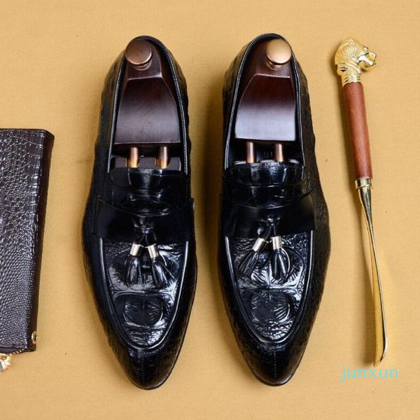 wholesale-dress shoes mens genuine leather tassel oxfords pointed toe business man crocodile print wedding d2n57, Black
wholesale-dress shoes mens genuine leather tassel oxfords pointed toe business man crocodile print wedding d2n57, Black