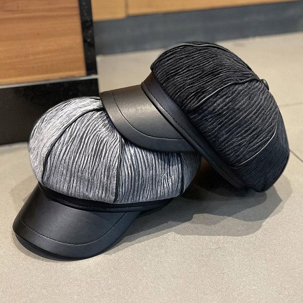 stingy brim hats women corduroy sboy octagonal fall winter warm windproof pu leather eaves boinas painter caps outdoor sailor beret hat, Blue;gray
stingy brim hats women corduroy sboy octagonal fall winter warm windproof pu leather eaves boinas painter caps outdoor sailor beret hat, Blue;gray