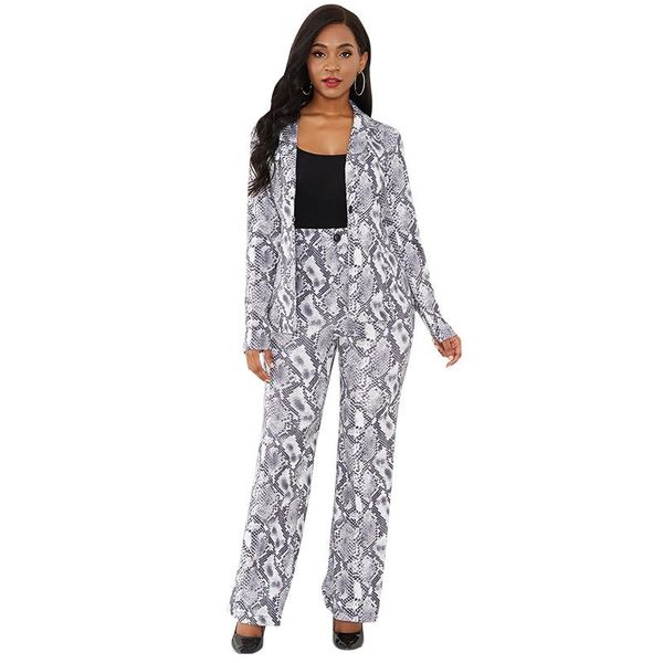 fashion women snake print formal work office lady suit blazer and pants 2 piece set plus size women's two, White
fashion women snake print formal work office lady suit blazer and pants 2 piece set plus size women's two, White