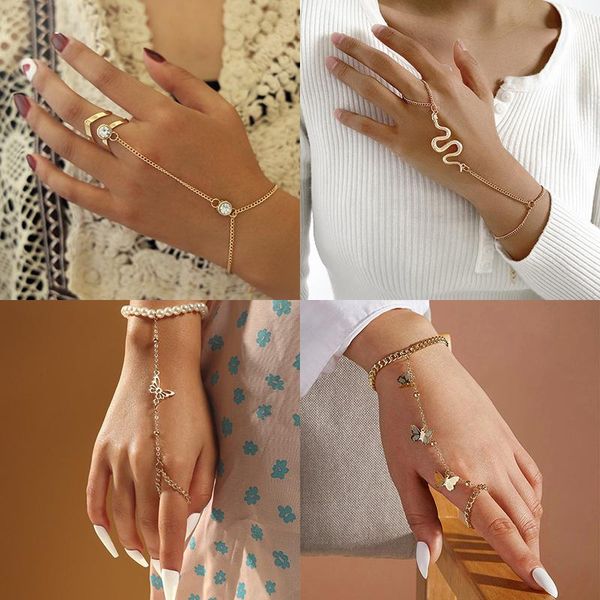 wedding rings fashion simple retro curved snake arrow butterfly chain linking finger bracelet for women punk gold long chains jewelry, Slivery;golden
wedding rings fashion simple retro curved snake arrow butterfly chain linking finger bracelet for women punk gold long chains jewelry, Slivery;golden