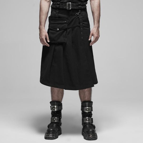 men's punk detachable pleated skirt half personality handsome metal buckle waist belt stage performance pants, Black
men's punk detachable pleated skirt half personality handsome metal buckle waist belt stage performance pants, Black