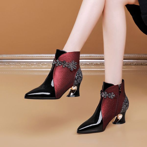 fhanchu 2022 cowhide leather women short bootsrhinestone winter shoesmum ankle botasside zippointed toebluereddropship, Black
fhanchu 2022 cowhide leather women short bootsrhinestone winter shoesmum ankle botasside zippointed toebluereddropship, Black
