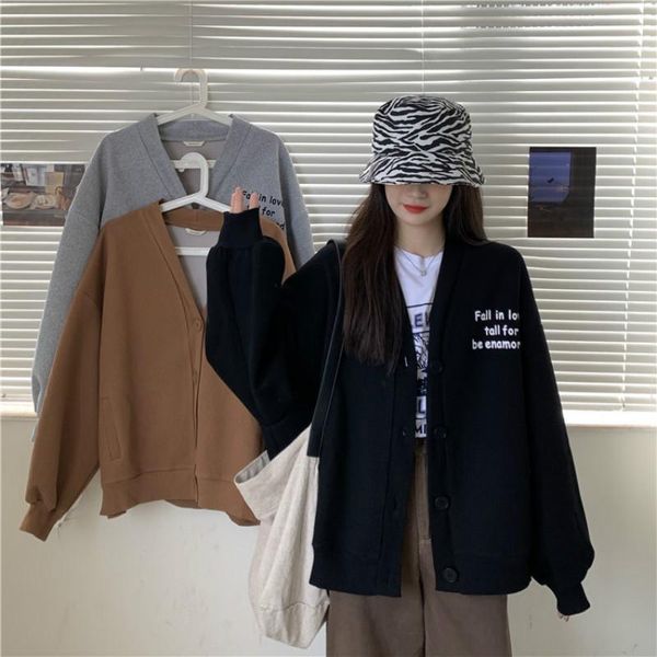 women's jackets 2021 jacket spring autumn ladies korean fashion loose casual letter smile single breasted coat black grey brown, Black;brown
women's jackets 2021 jacket spring autumn ladies korean fashion loose casual letter smile single breasted coat black grey brown, Black;brown