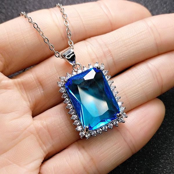 pendant necklaces light luxury square blue crystal necklace for women simple geometric jewelry accessories, Silver
pendant necklaces light luxury square blue crystal necklace for women simple geometric jewelry accessories, Silver