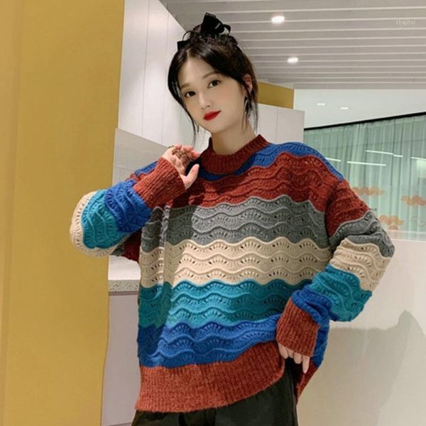women's sweaters 2021 winter women round neck loose soft minimalist panelled striped hollow out long sleeve pullover knitting sweater c, White;black
women's sweaters 2021 winter women round neck loose soft minimalist panelled striped hollow out long sleeve pullover knitting sweater c, White;black