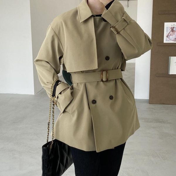 women's trench coats 2021 autumn winter back button cargo windbreaker casual vintage pockets outerwear oversize short, Tan;black
women's trench coats 2021 autumn winter back button cargo windbreaker casual vintage pockets outerwear oversize short, Tan;black