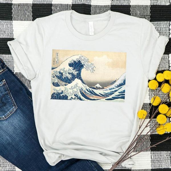 summer fashion harajuku japanese wave women t shirts print fun short sleeve o neck, White 
summer fashion harajuku japanese wave women t shirts print fun short sleeve o neck, White