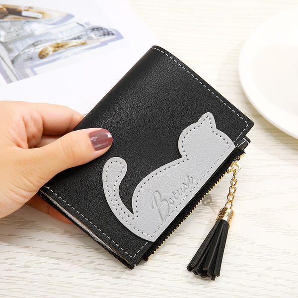 women cute cat wallet small zipper girl brand designed pu leather coin purse female card holder billetera wallets, Red;black
women cute cat wallet small zipper girl brand designed pu leather coin purse female card holder billetera wallets, Red;black