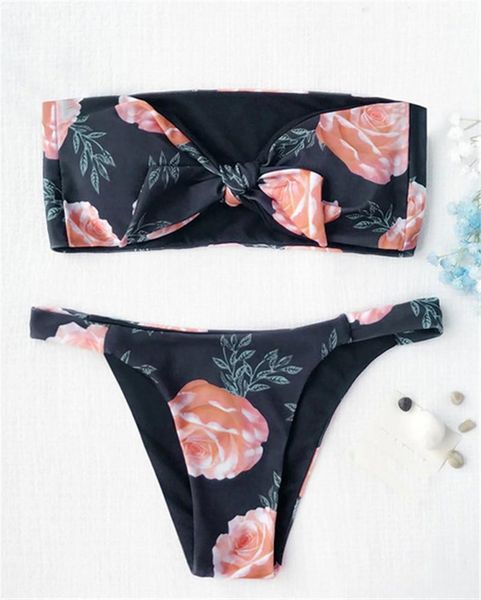 women's swimwear bandeau bikini floral print swimsuit brazilian biquini thong bow bikinis set bathing suit maillot de bain 2021, White;black
women's swimwear bandeau bikini floral print swimsuit brazilian biquini thong bow bikinis set bathing suit maillot de bain 2021, White;black