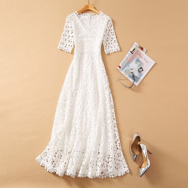 casual dresses european and american women's wear winter style five-point sleeves with v-neck hollowed out fashionable white dress snh5, Black;gray
casual dresses european and american women's wear winter style five-point sleeves with v-neck hollowed out fashionable white dress snh5, Black;gray