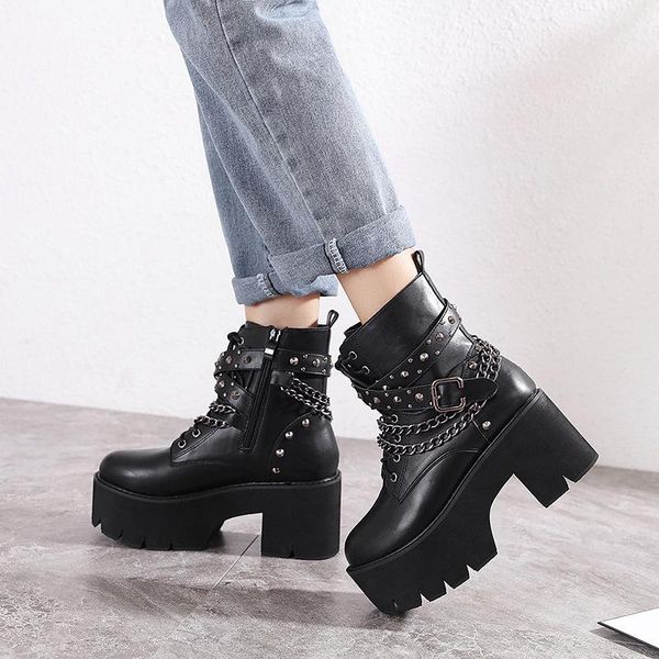 boots 2021 rivet belt buckle chain motorcycle high heels thick soled muffin short, Black
boots 2021 rivet belt buckle chain motorcycle high heels thick soled muffin short, Black