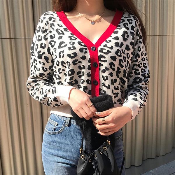 women's sweaters harajuku knit sweater women leopard cardigan loose coat long sleeve bf style lattice mori girl korean clothes spring, White;black 
women's sweaters harajuku knit sweater women leopard cardigan loose coat long sleeve bf style lattice mori girl korean clothes spring, White;black