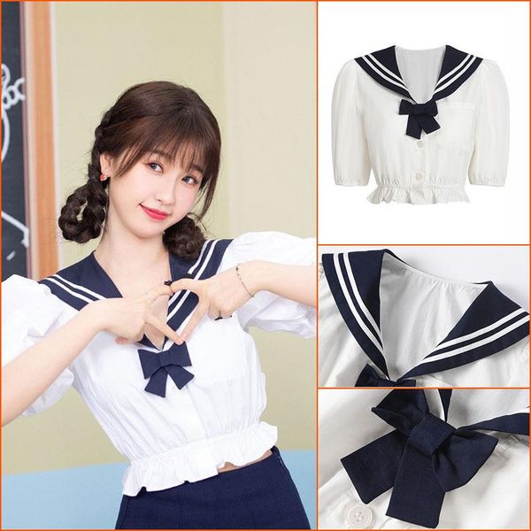 women's blouses & shirts sailor girl old school classy puff sleeve shirt women crop elastic waist chemise femme chemisier blusa mujer c, White
women's blouses & shirts sailor girl old school classy puff sleeve shirt women crop elastic waist chemise femme chemisier blusa mujer c, White