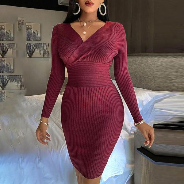 casual dresses women's autumn dress fashion trend commuter style solid color v-neck long-sleeved threaded warmth slim fit hip, Black;gray
casual dresses women's autumn dress fashion trend commuter style solid color v-neck long-sleeved threaded warmth slim fit hip, Black;gray