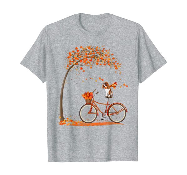 cavalier king charles spaniel dog in fall dog riding bicycle t-shirt, White;black
cavalier king charles spaniel dog in fall dog riding bicycle t-shirt, White;black
