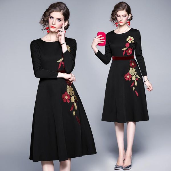 casual dresses women's long sleeve dress autumn winter o-neck black loose elegant party warm fashion, Black;gray
casual dresses women's long sleeve dress autumn winter o-neck black loose elegant party warm fashion, Black;gray