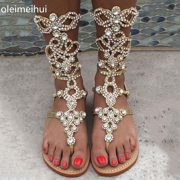 gold silver rhinestone knee flat heel sandals summer women gladiator sandalias black size 34-47
gold silver rhinestone knee flat heel sandals summer women gladiator sandalias black size 34-47