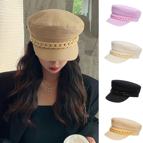 berets 2021 fashion artist pu women beret hat quality female british chain navy cap casual multicolor optional temperament caps, Blue;gray
berets 2021 fashion artist pu women beret hat quality female british chain navy cap casual multicolor optional temperament caps, Blue;gray