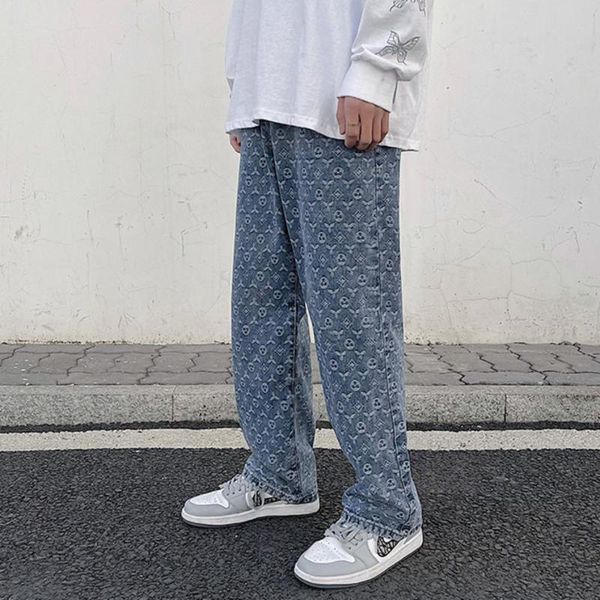men's jeans 2021 men fashion streetwear casual vintage printed hip hop wide leg pants mens loose high street, Blue
men's jeans 2021 men fashion streetwear casual vintage printed hip hop wide leg pants mens loose high street, Blue