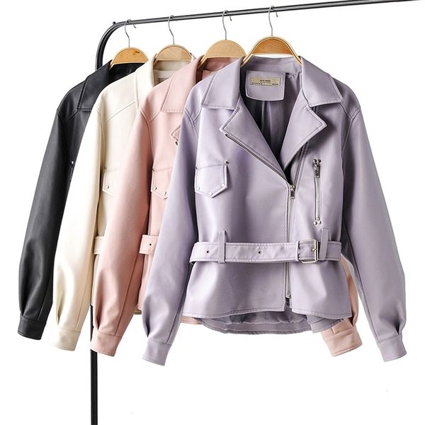 autumn winter lapel faux soft leather belt short jacket rivet zipper punk overcoat women purple pu motorcycle coat 210430, Black
autumn winter lapel faux soft leather belt short jacket rivet zipper punk overcoat women purple pu motorcycle coat 210430, Black