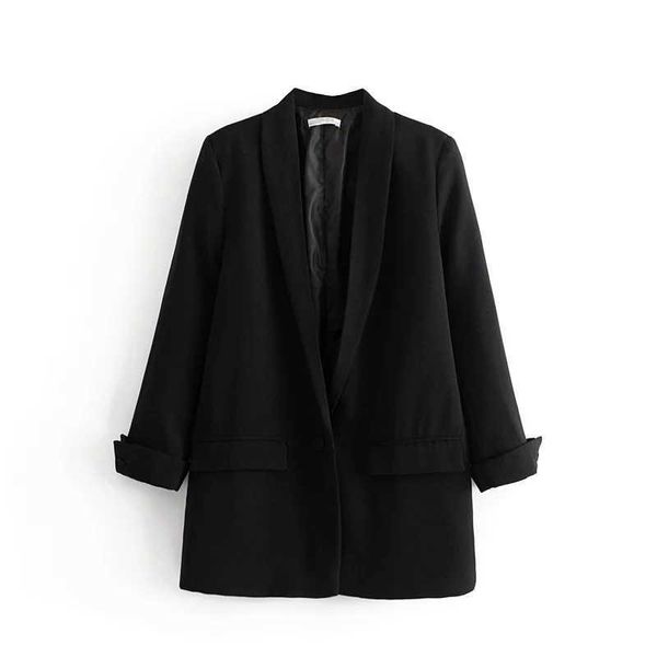 blazer female temperament solid color single buckle in the long section slim suit casual women's jacket office shirt 210527, White;black
blazer female temperament solid color single buckle in the long section slim suit casual women's jacket office shirt 210527, White;black
