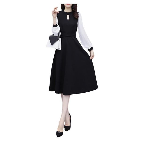 women's spring autumn style dress long sleeve patchwork o-neck korean slim a-line 3158 casual dresses, Black;gray
women's spring autumn style dress long sleeve patchwork o-neck korean slim a-line 3158 casual dresses, Black;gray